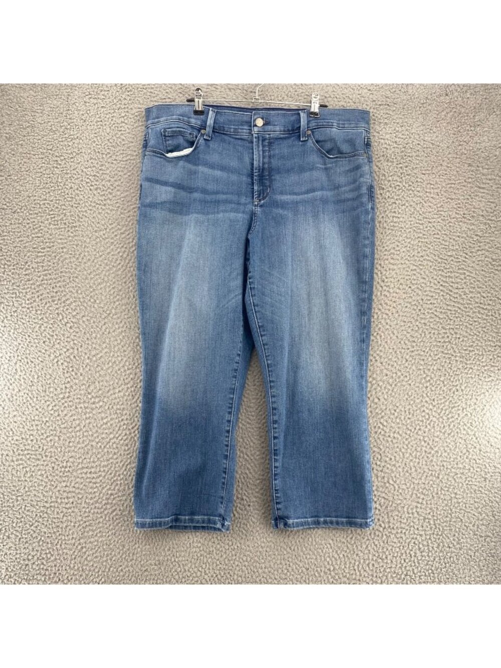 NYDJ Jeans Womens 16 Marilyn Blue Denim Stretch Capri Cropped Lift Tuck Slimming